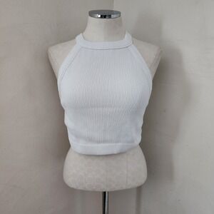 Aerie Ribbed Halter Crop Top White XXL Real Good